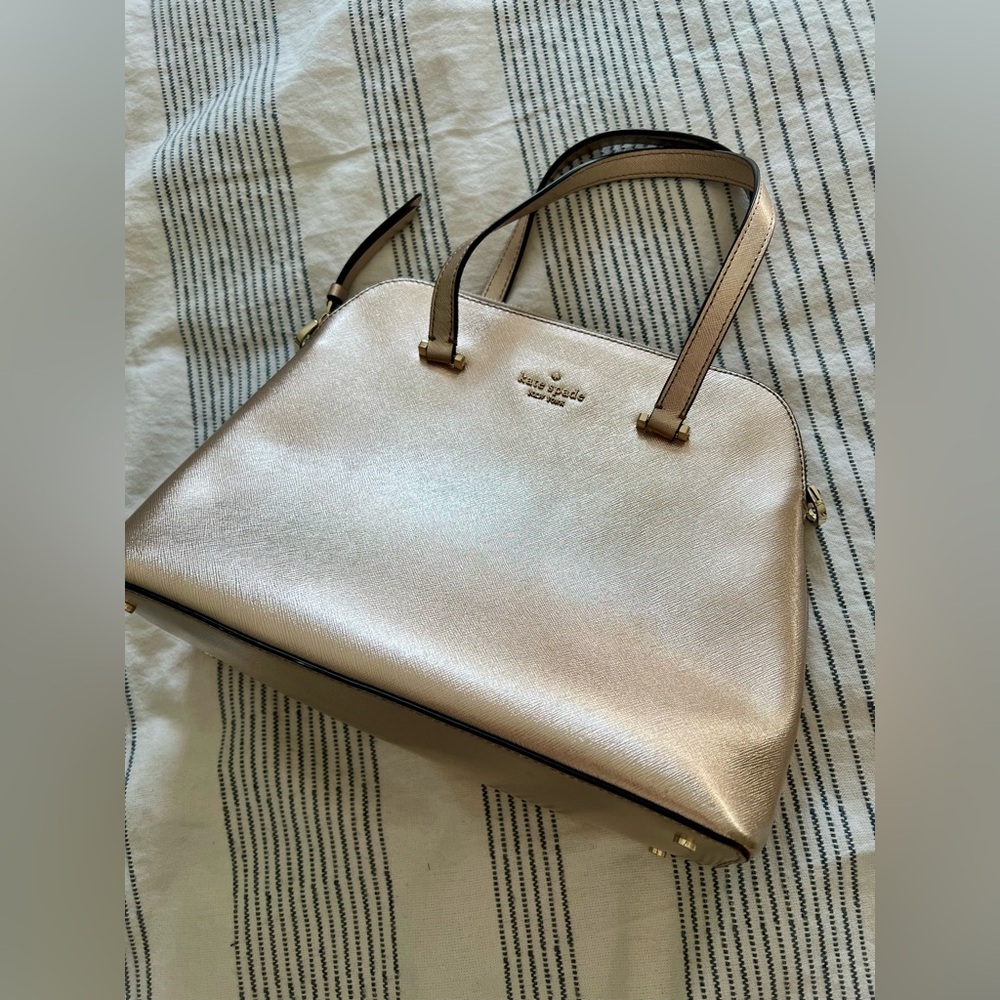 Kate Spade Maise Medium Dome Satchel, mtlcblush w/ detachable adjustable strap - Picture 4 of 9